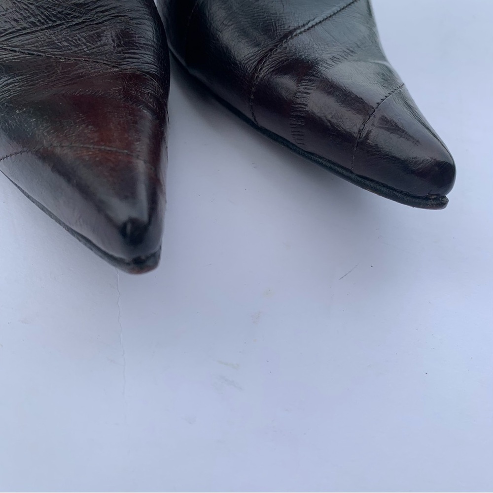 Lady Camp Fashion Exotic Eelskin Leather Boots Mobwife Whimsigoth Sz Mex 26/US 8 - Picture 5 of 11
